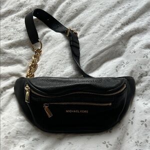 Michael Kors Black Crossbody Bag with Gold Accents